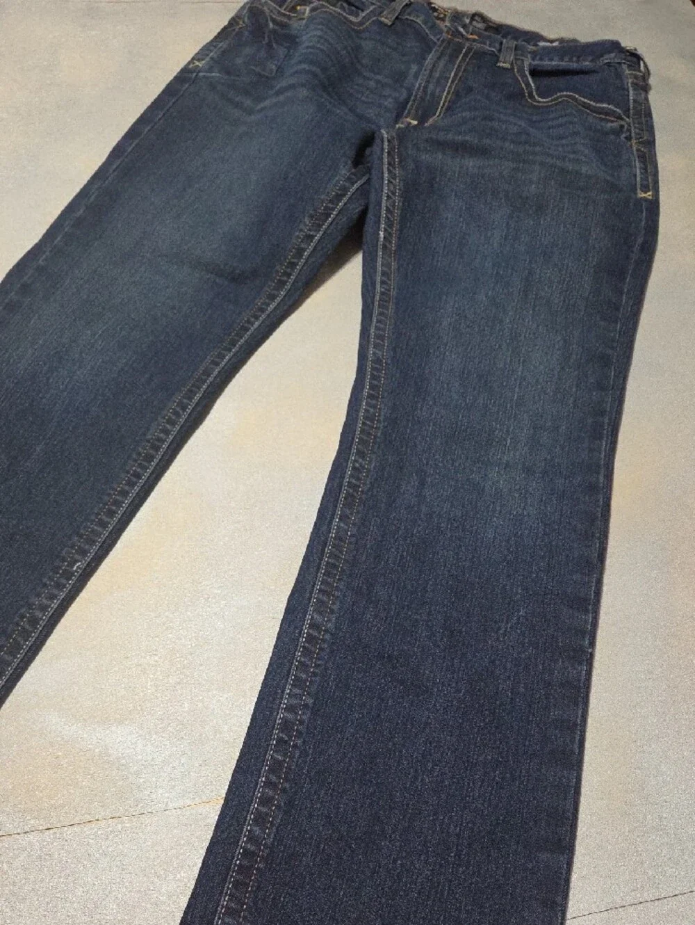 Ariat Men's Dark Indigo Bootcut Jeans with Tan Stitching